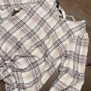 Amy Byer Pink and White Plaid Shirt